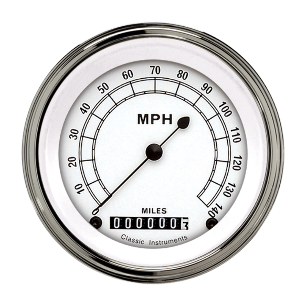Classic White 3 3/8" Speedometer CW55SLF