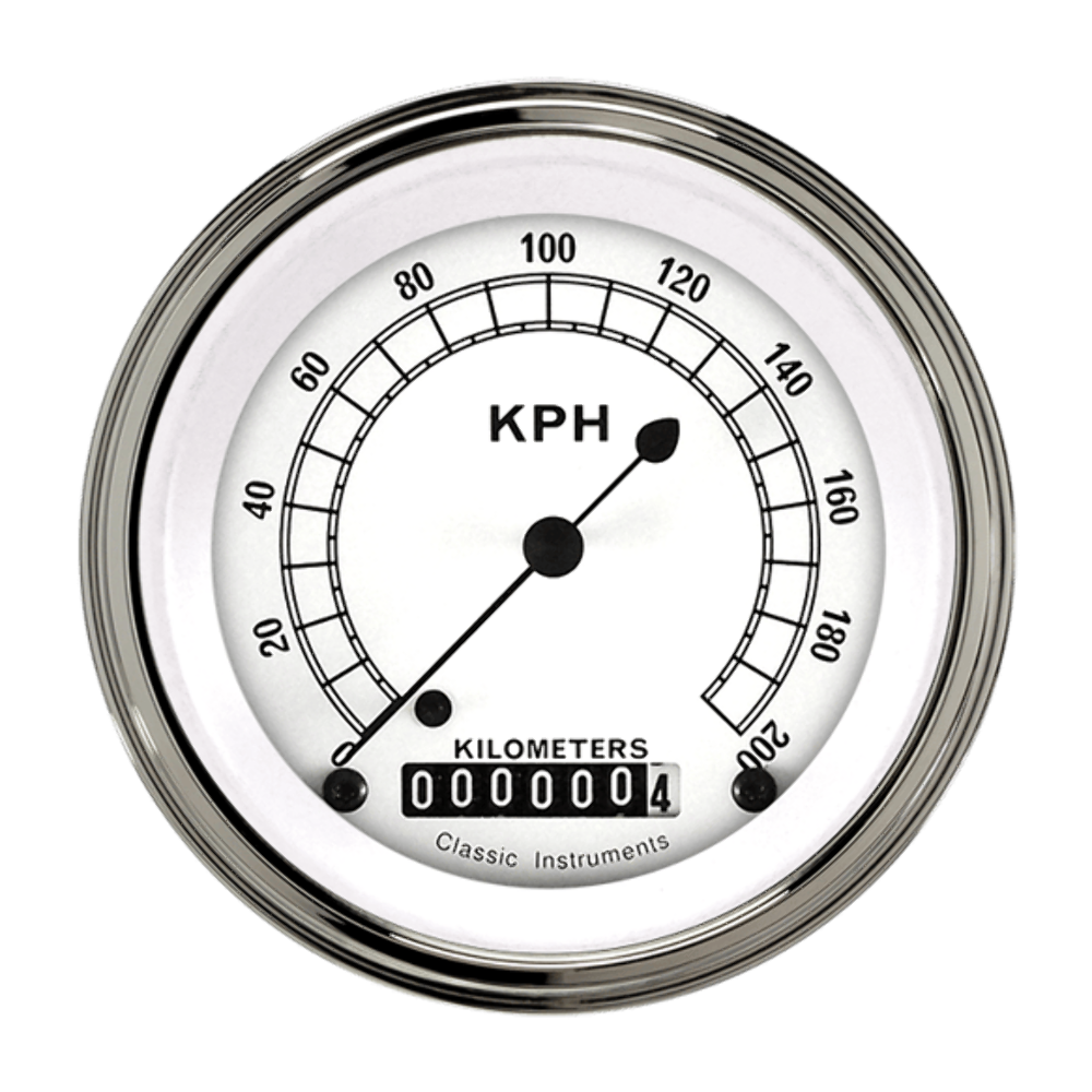 Classic White 3 3/8" Speedometer CW59SLF