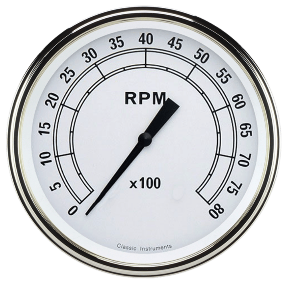 Classic White 4 5/8" Tachometer CW71SLF