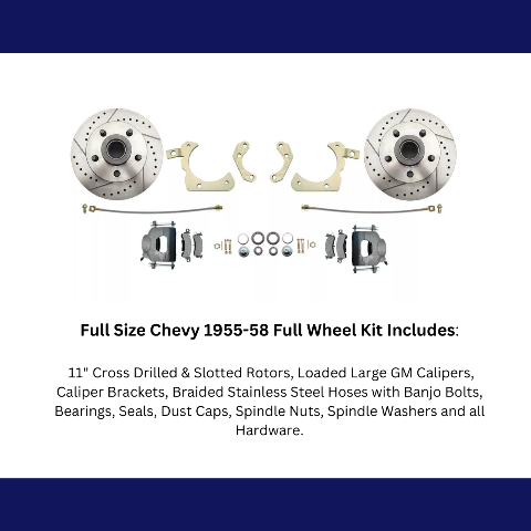 Fits 1955-1958 GM Full Size Disc Brake Kit Drilled/Slotted Rotors DBK5558LX