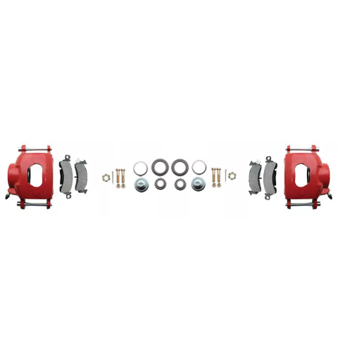 Fits 1959-1964 GM Full Size Disc Brake Kit Drilled/Slotted Rotors-Red DBK5964LXR