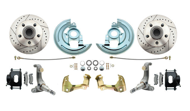 Fits 1962-67 Chevy Nova X Disc Brake Kit Drilled/Slotted Rotors-Black DBK6267LXB