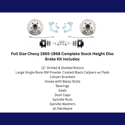 Fits 1965-68 GM Full Size Disc Brake Kit Drilled/Slotted Rotors-Black DBK6568LXB