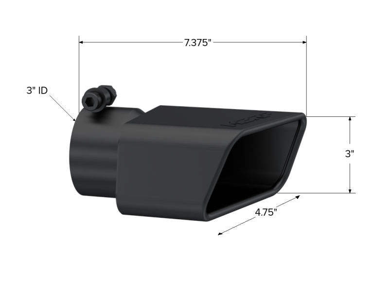 Tip. 4 in. x 3in.. Rectangle. Angled Cut. BLK. T5119BLK