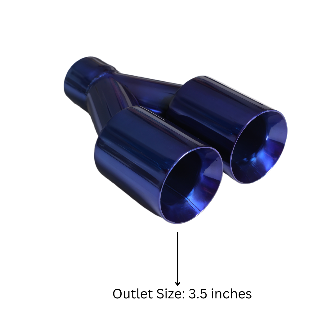 Dual Round Double Wall Straight Cut Tip Powered Coat JDM Blue-ET-0251BL