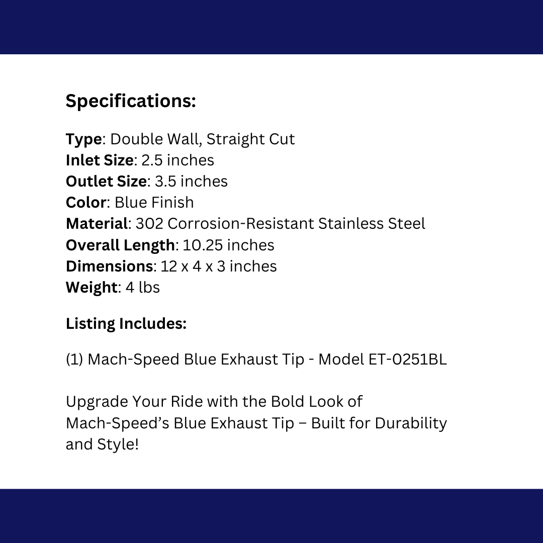 Dual Round Double Wall Straight Cut Tip Powered Coat JDM Blue-ET-0251BL