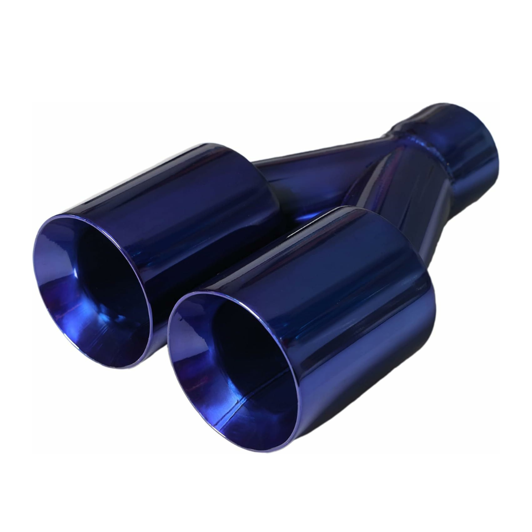 2.5" ID/3.5" OUT/10.25" Dual Round Double Wall Straight Cut Tip-Blue ET-0251BLU