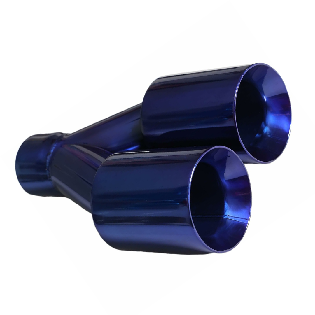 2.5" ID/3.5" OUT/10.25" Dual Round Double Wall Straight Cut Tip-Blue ET-0251BLU