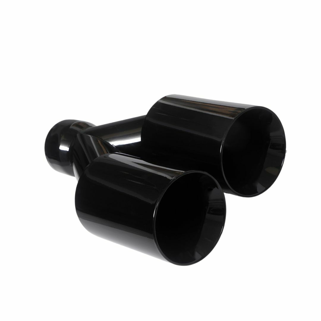 Dual Round Double Wall Straight Cut Tip Powered Coat Gloss Black-ET-0251GB