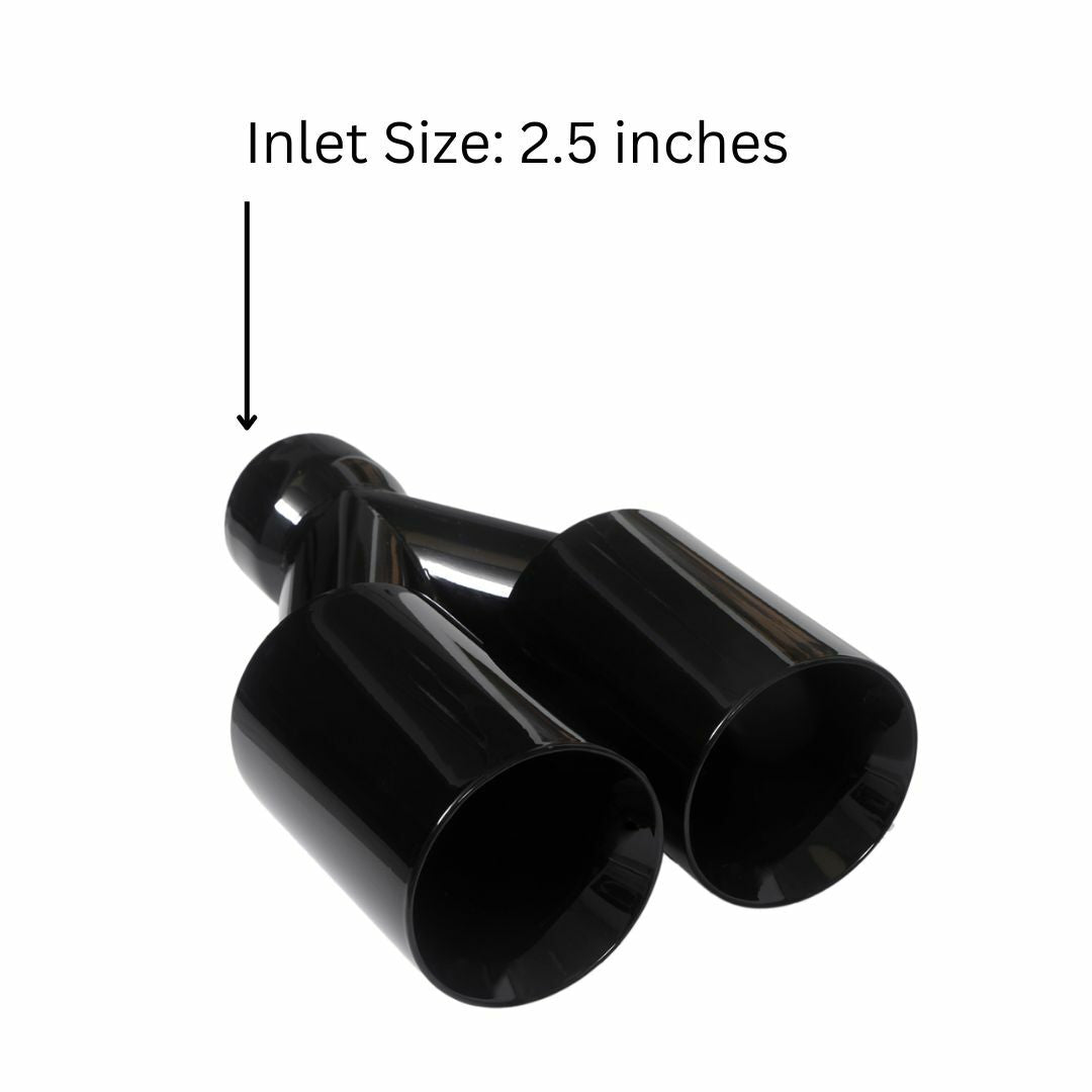 Dual Round Double Wall Straight Cut Tip Powered Coat Gloss Black-ET-0251GB