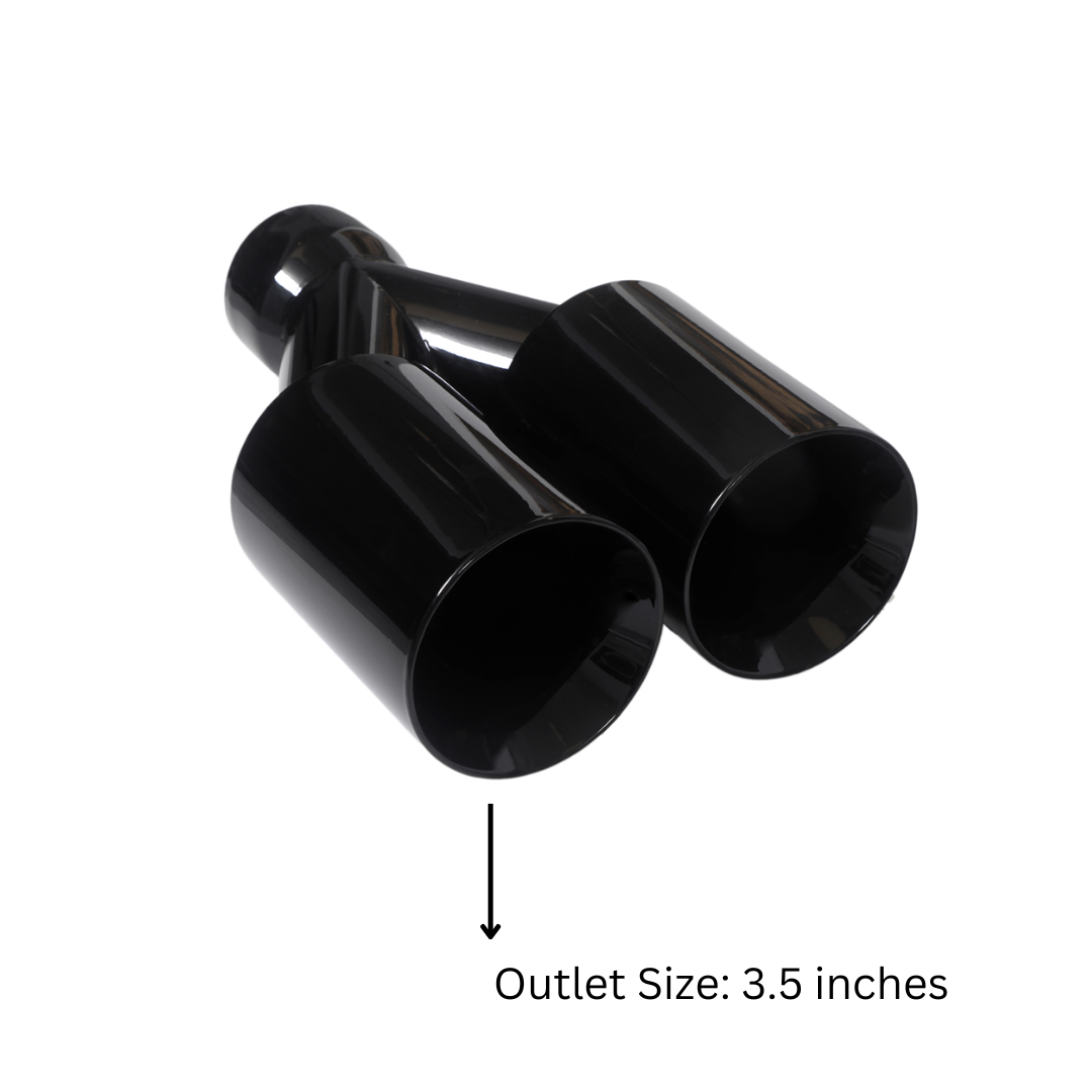 Dual Round Double Wall Straight Cut Tip Powered Coat Gloss Black-ET-0251GB