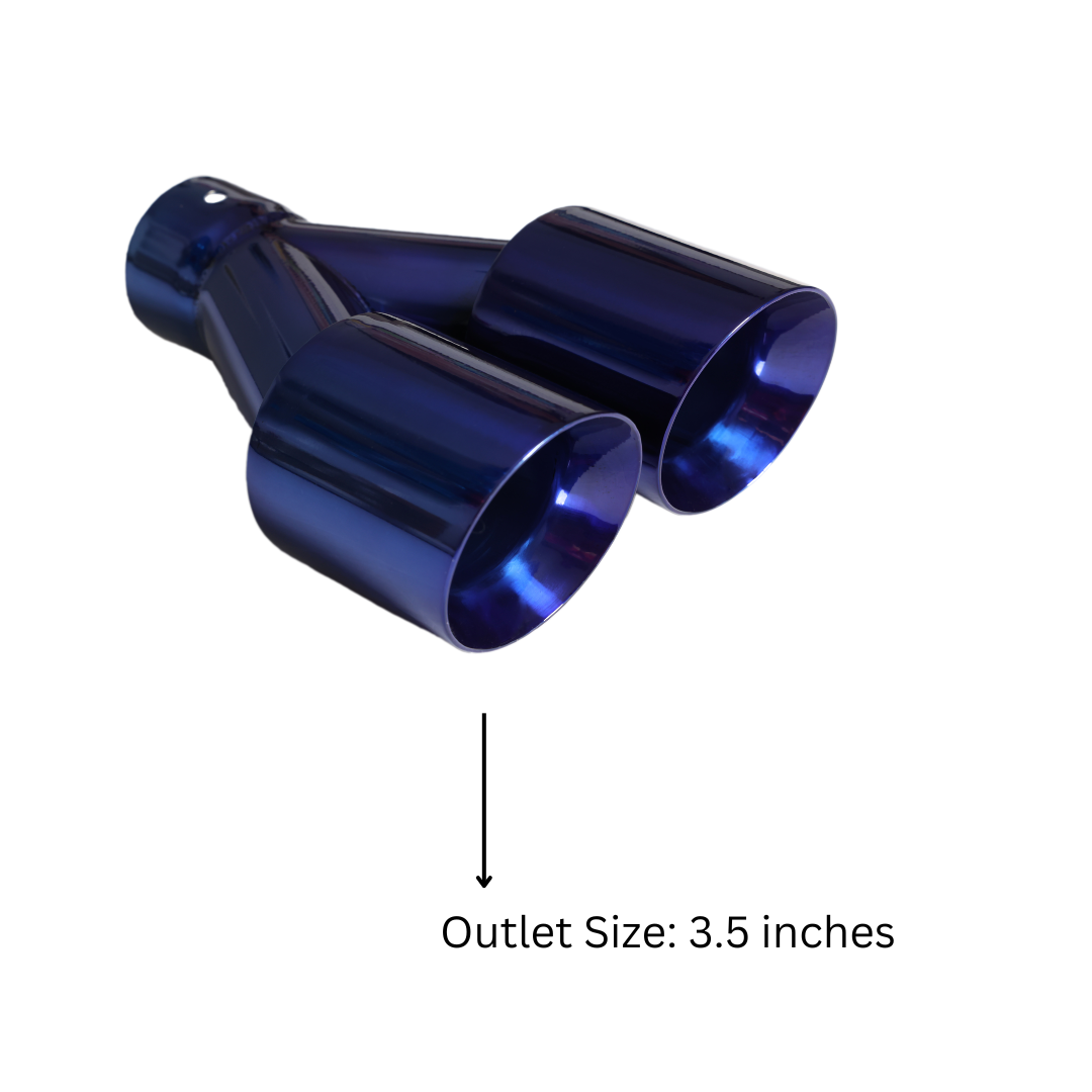 Dual Round Double Wall Slant Cut Tip Powered Coat JDM Blue-ET-025BL