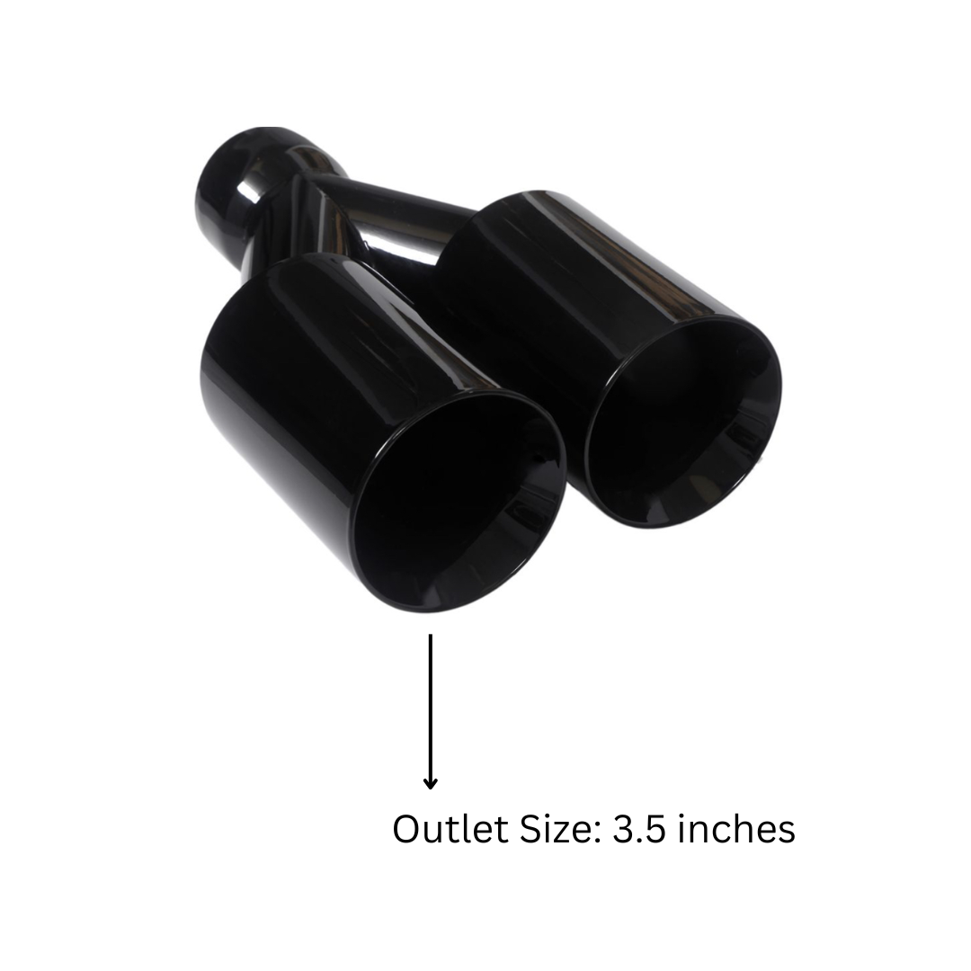 Dual Round Double Wall Slant Cut Tip Powered Coat Gloss Black-ET-025GB