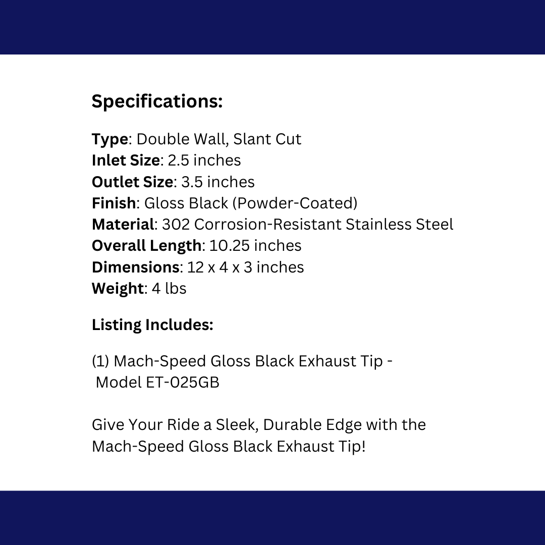 Dual Round Double Wall Slant Cut Tip Powered Coat Satin Black -ET-025SB