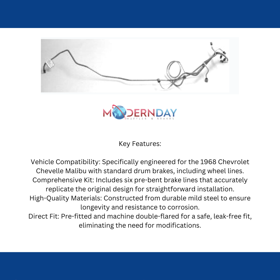 Fits 1968 Chevrolet Chevelle Front Brake Line Set FBL711