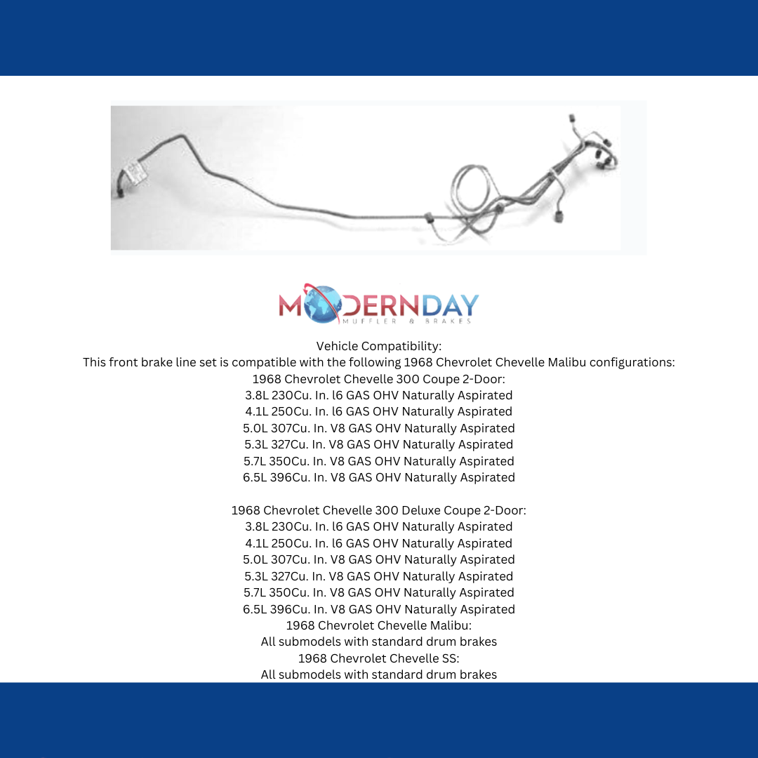 Fits 1968 Chevrolet Chevelle Front Brake Line Set FBL711