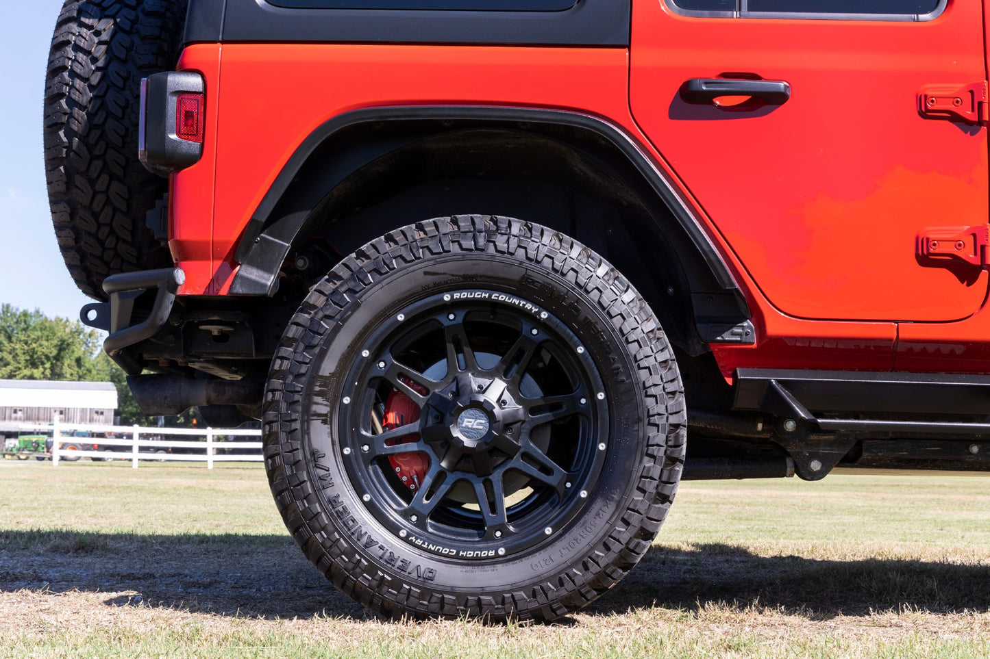 Rough Country Caliper Covers - Rear - Red - Non-Sport - Jeep Wrangler JL (21-24)/Wrangler Unlimited (18-25) - 711422