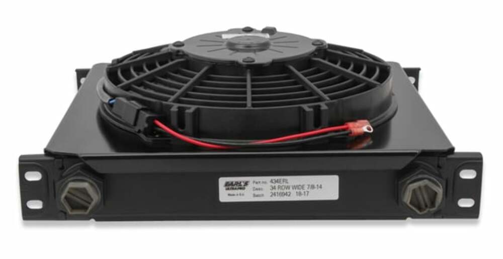 Earls UltraPro OilCooler w/Fan 34Row WideCooler10 O-Ring BossFemalePort FP434ERL