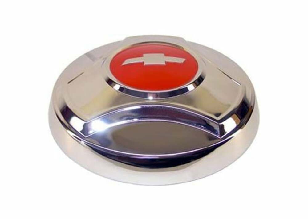 Fits 1964-66 C10 Panel Hub Caps-1/2-Ton-15"-Pop-On-Chrome/Red-Set Of 4 HCC5C66