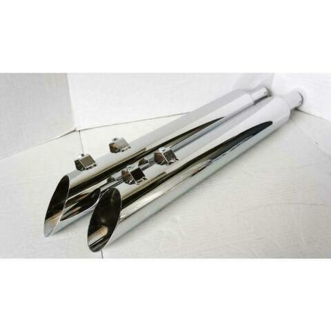 Reverse Angle-Cut Slip-On Muffler Pair for 1995-2016 Harley-Davidson Touring Models - No Baffle | Chrome