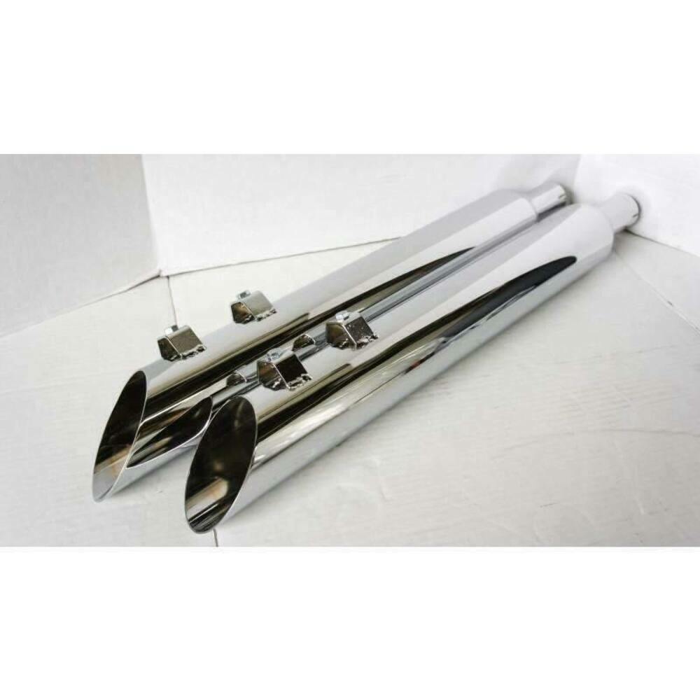95-16 Harley Davidson Reverse Angle Slip On Muffler Chrome Exhaust 2.5 Baffle - Performance Mufflers Car Part People