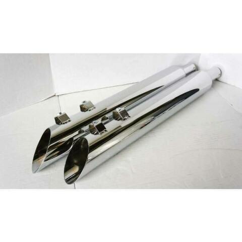 95-16 Harley Davidson Reverse Angle Slip On Muffler Chrome Exhaust 2.5 Baffle