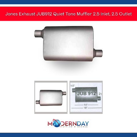 Jones Exhaust JUB912 Quiet Tone Muffler 2.5 Inlet, 2.5 Outlet