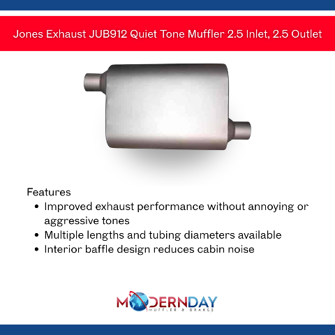 Jones Exhaust JUB912 Quiet Tone Muffler 2.5 Inlet, 2.5 Outlet