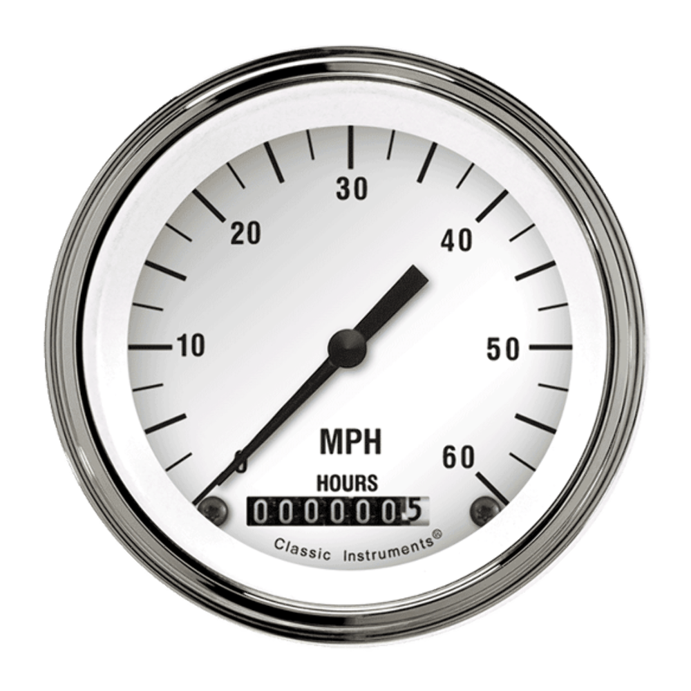 White Hot 3 3/8" Low Speed Speedometer LSWH