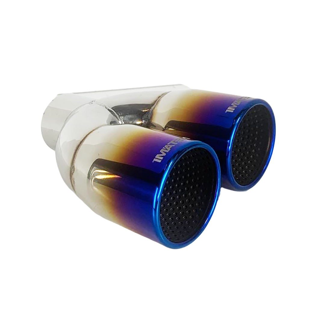 2.25" ID/3" OUT/8" Single Wall w/Resonator Slant Cut Exhaust Tip-Blue NT-1630BL