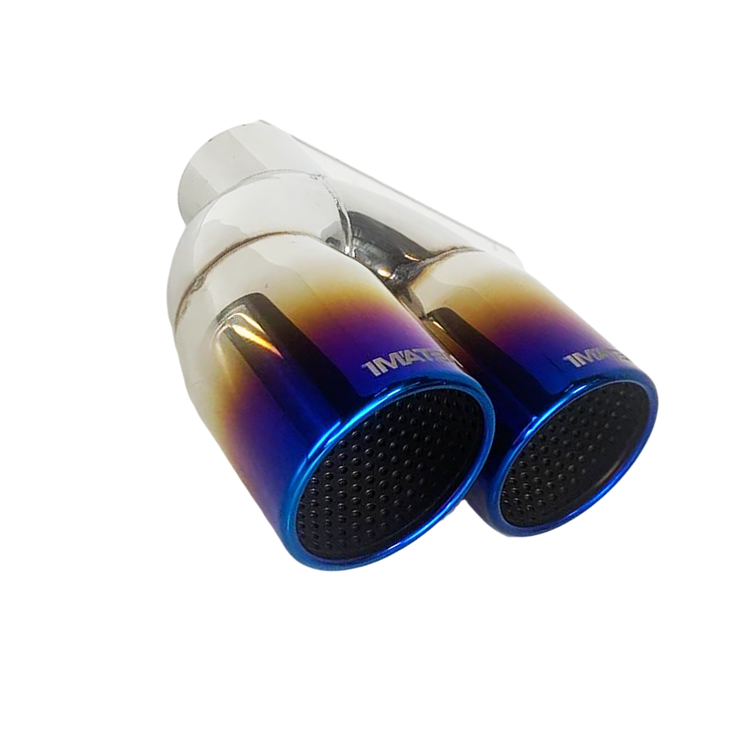 2.25" ID/3" OUT/8" Single Wall w/Resonator Slant Cut Exhaust Tip-Blue NT-1630BL