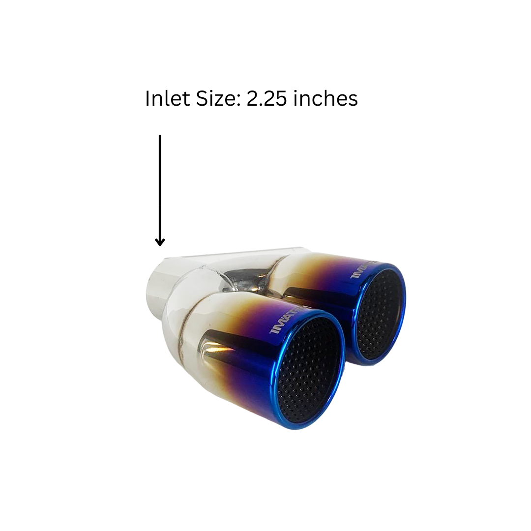 2.25" ID/3" OUT/8" Single Wall w/Resonator Slant Cut Exhaust Tip-Blue NT-1630BL