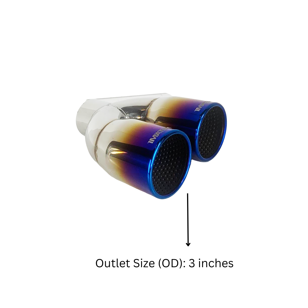 2.25" ID/3" OUT/8" Single Wall w/Resonator Slant Cut Exhaust Tip-Blue NT-1630BL