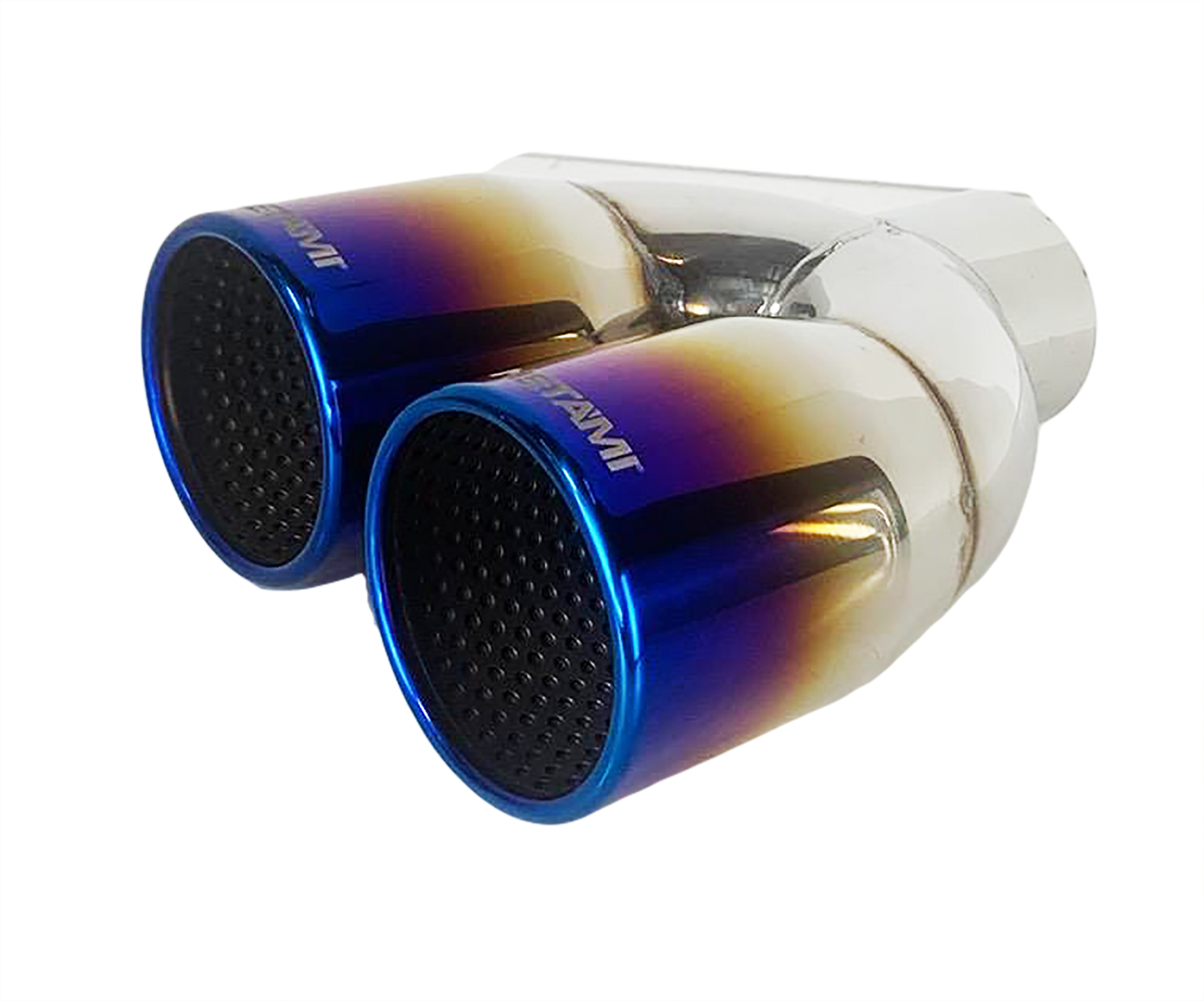 2.25" ID/3" OUT/8" Single Wall w/Resonator Slant Cut Exhaust Tip-Blue NT-1630BL