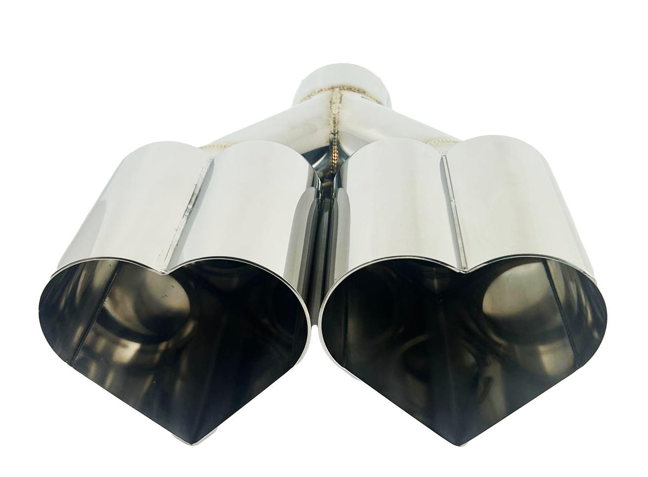 2.5" ID/4" OUT/10" Dual Heart Shape Exhaust Tip Polished Chrome NT-HEART-DCP
