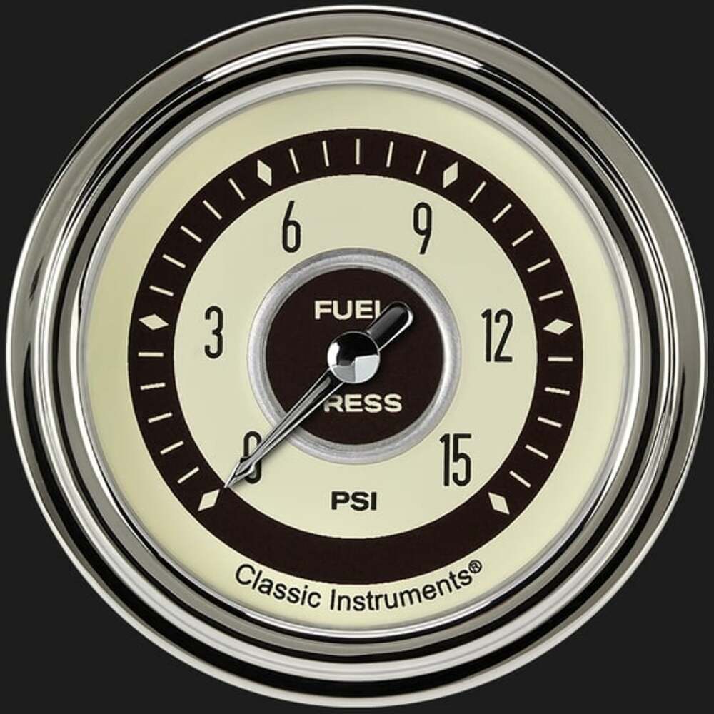 Nostalgia VT 2 5/8" Fuel Pressure Gauge, 15 psi NT345SLC