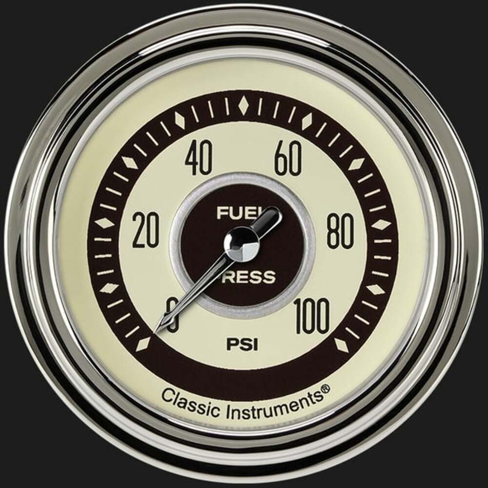 Nostalgia VT 2 5/8" Fuel Pressure Gauge, 100 psi NT346SLC