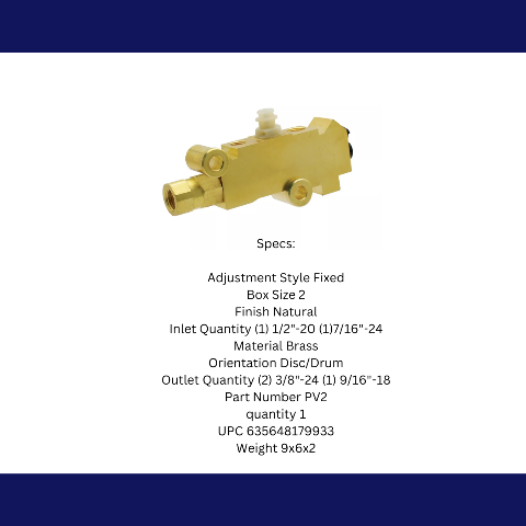 Disc/Drum Proportioning Valve - Brass PV2