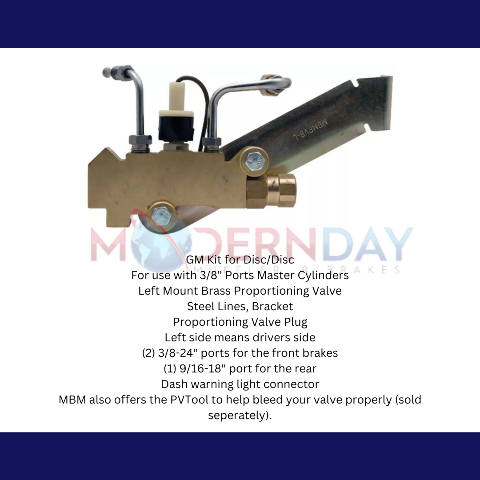 GM Left Side Prop Valve Kit. Disc/Disc - Brass PV4K-2