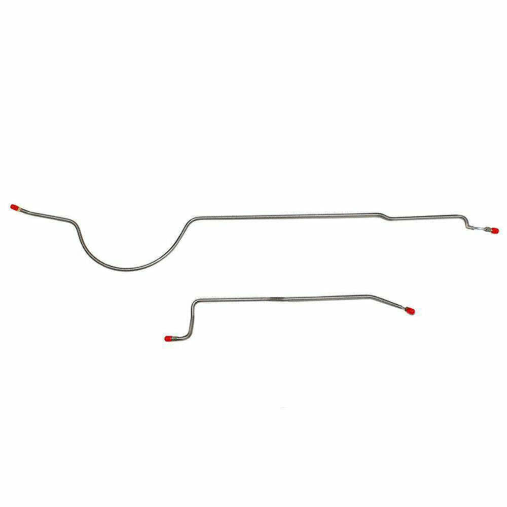Fits 74 Mopar B-Body, 8 3/4 Rear Axle, 2pc Brake Line Set; Stainless-RRA7401SS - Rear Lines Car Part People