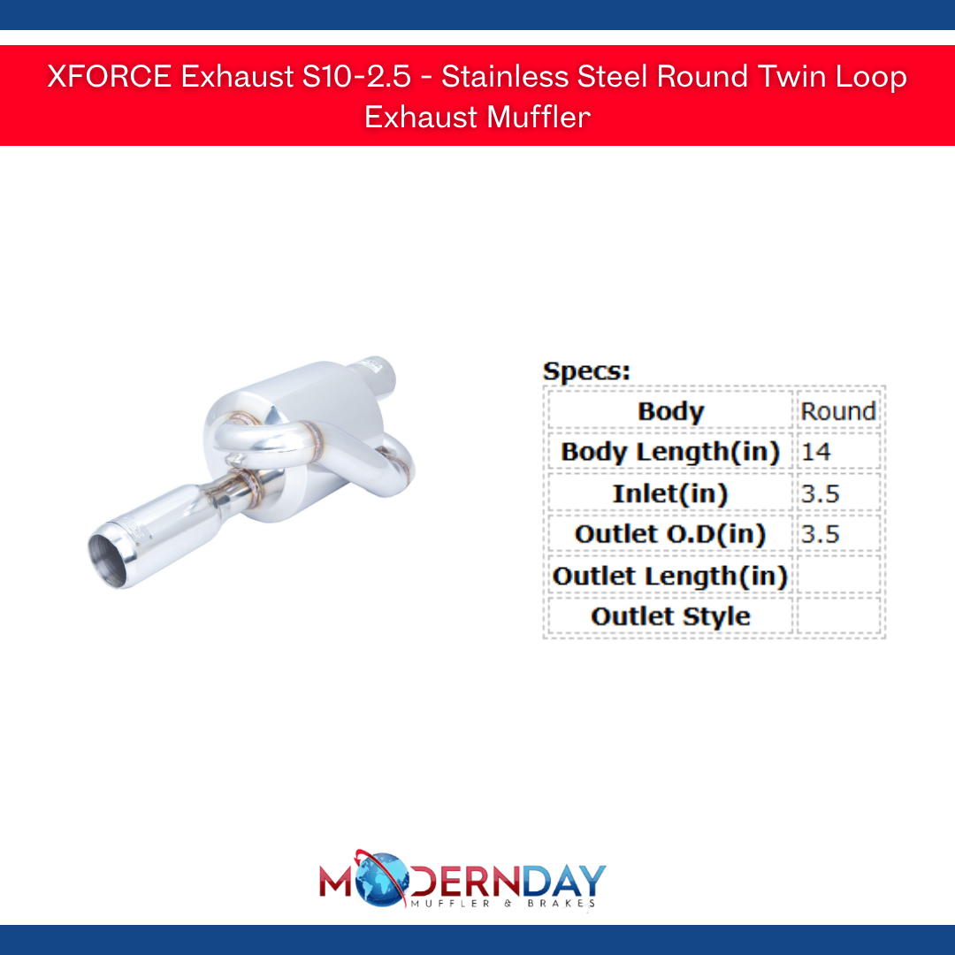 XFORCE Exhaust S10-2.5 - Stainless Steel Round Twin Loop Exhaust Muffler