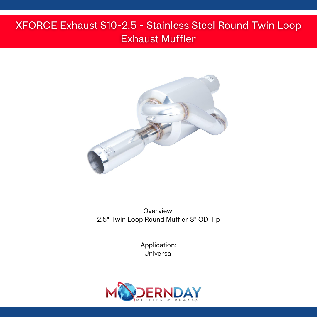 XFORCE Exhaust S10-2.5 - Stainless Steel Round Twin Loop Exhaust Muffler
