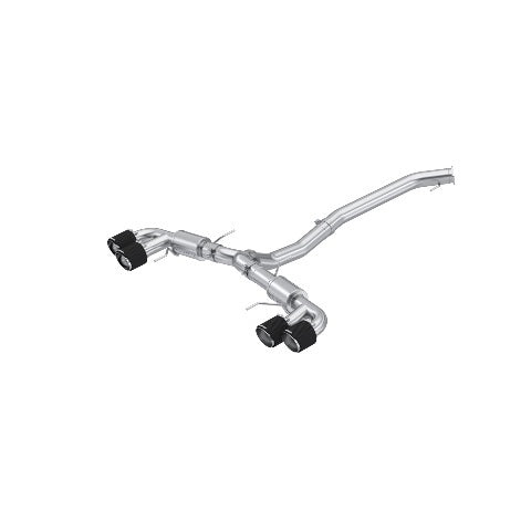 Fits 15-24 Nissan GT-R 3.5" CatBack, Dual Split Rear, T304, Quad CF Tip-S44073CF