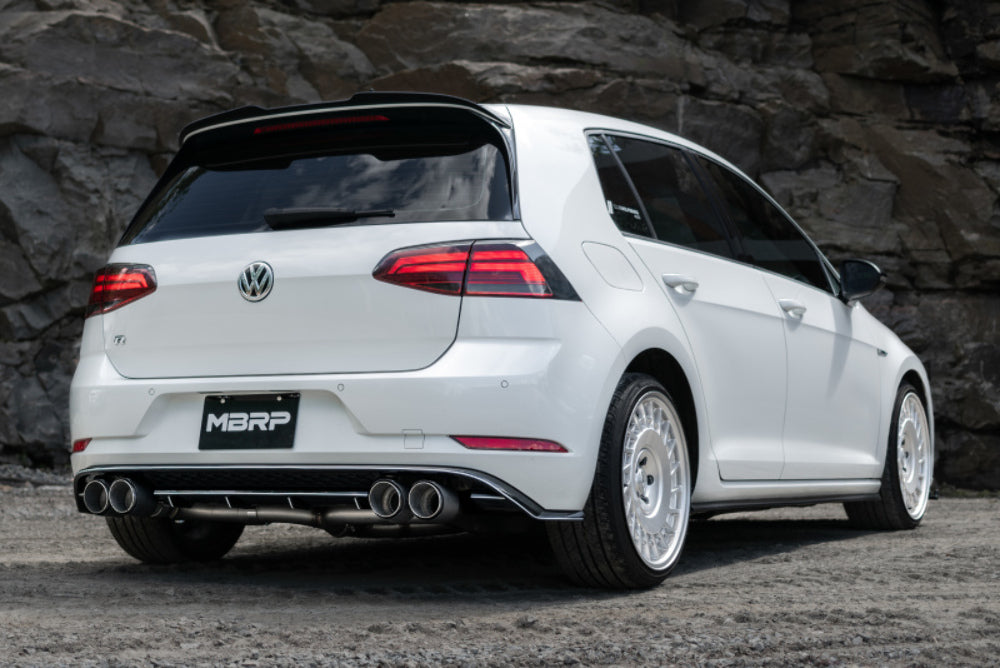 Fits 2015-2019 Volkswagen Golf R 3" Cat Back Quad Rear Exhaust w/CF-S46033CF - Cat Back Exhaust Car Part People