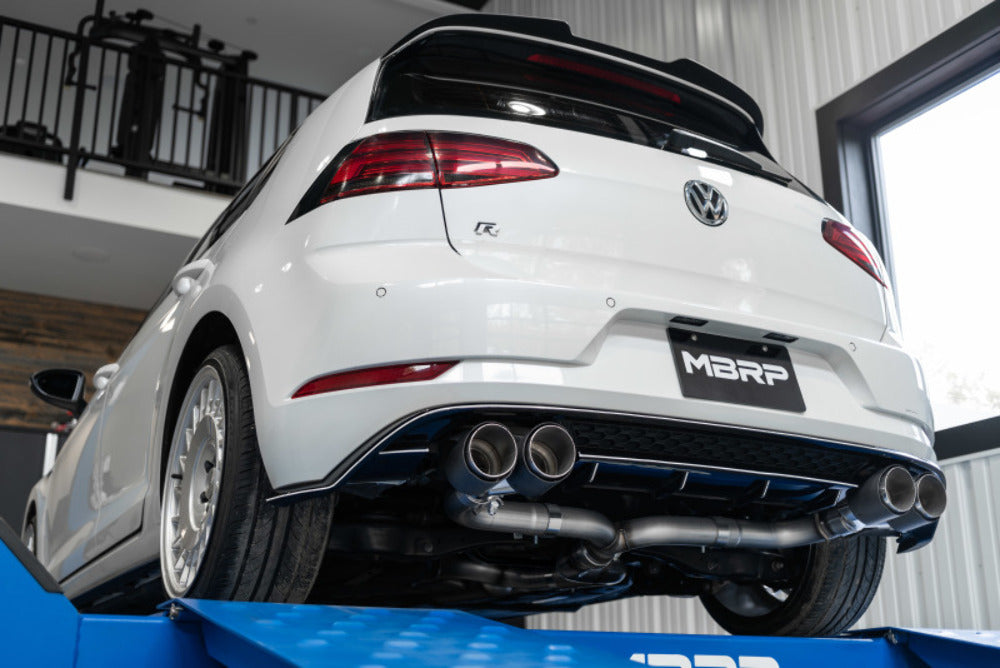 Fits 2015-2019 Volkswagen Golf R 3" Cat Back Quad Rear Exhaust w/CF-S46033CF - Cat Back Exhaust Car Part People