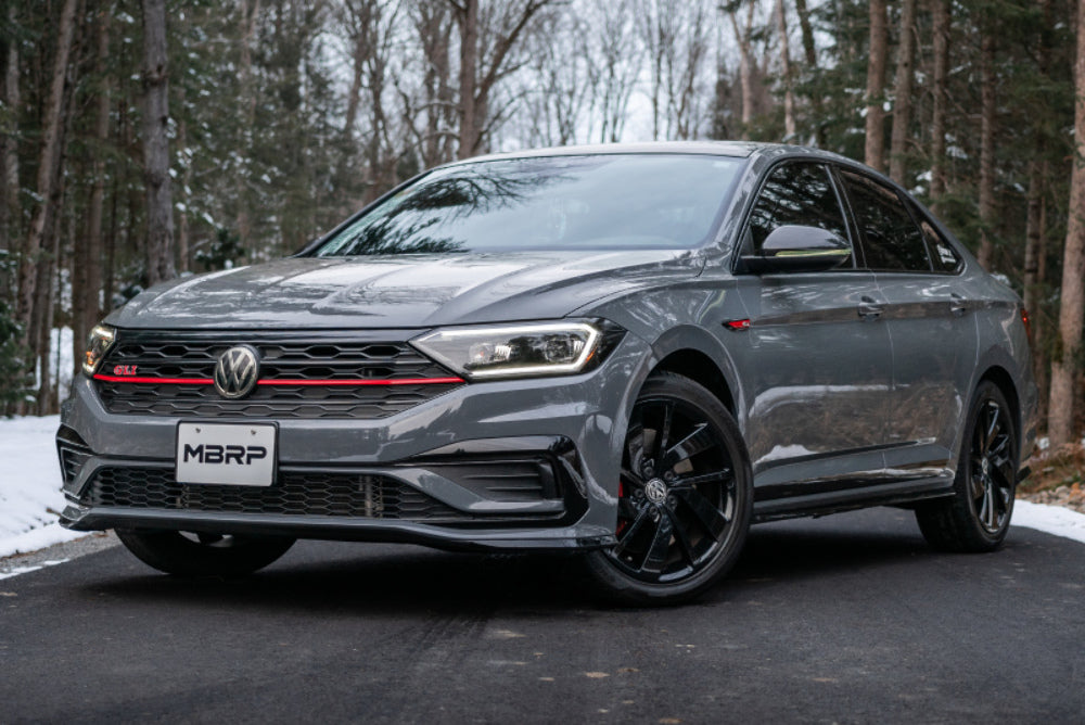 Fits 19-21 Volkswagen Jetta 3" Cat Back Dual Split Rearwith Carbon Tips-S46083CF