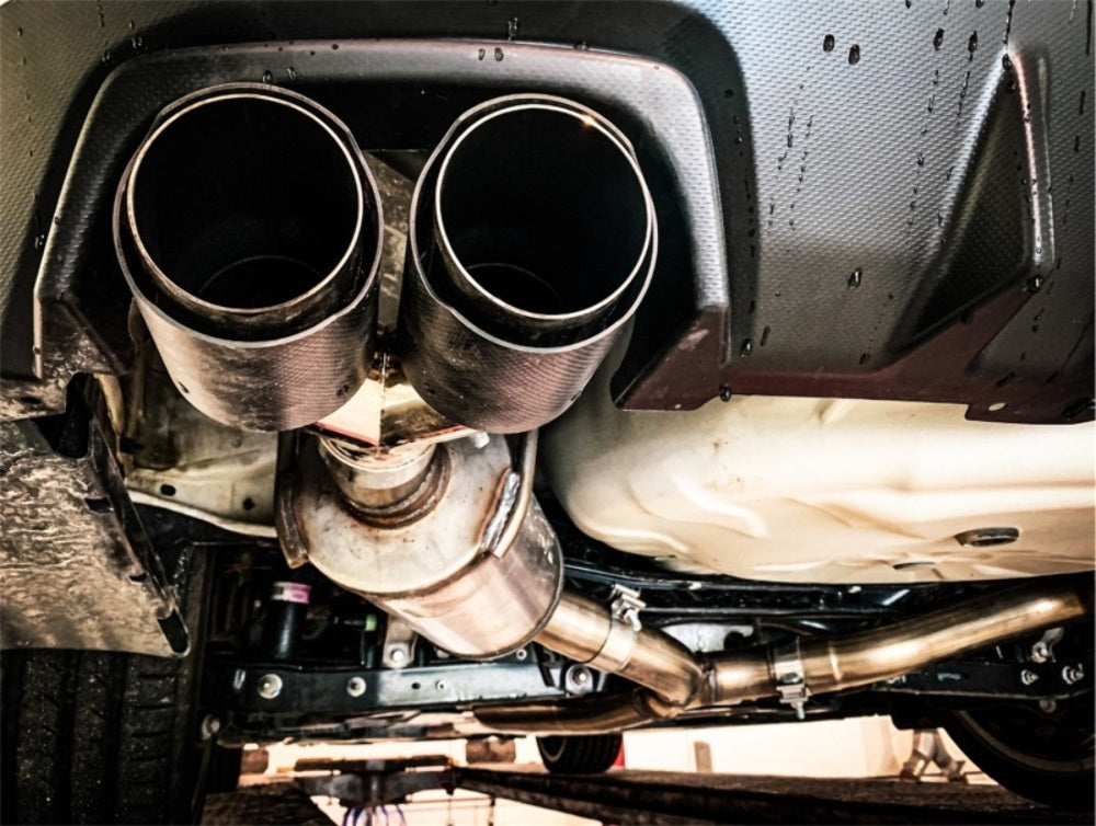 Fits 15-16 Subaru WRX 3" Cat Back Dual Split Rearwith Carbon Fiber Tips-S48003CF - Cat Back Exhaust Car Part People