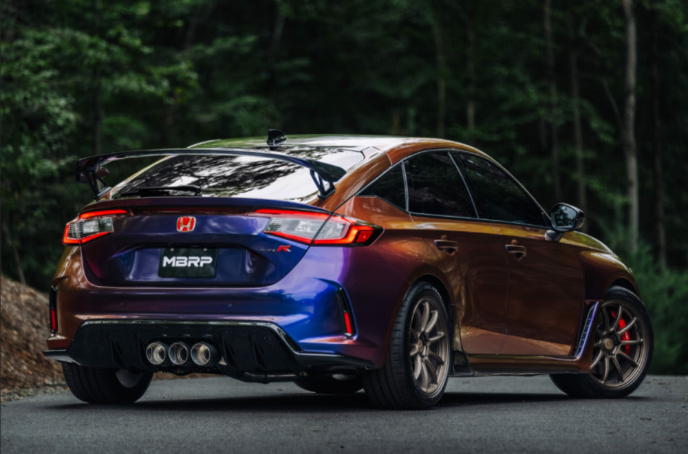 Fits 2023-2024 Honda Civic 3" Cat Back, Triple Rear Exit, T304, CF Tips-S49023CF