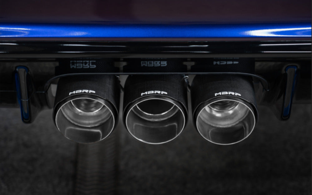 Fits 2023-2024 Honda Civic 3" Cat Back, Triple Rear Exit, T304, CF Tips-S49023CF