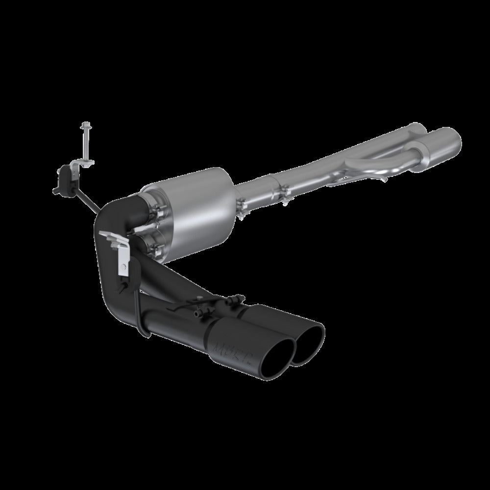 Fits 2019-2024 Silverado 1500 3" Cat Back Pre-Axle Dual Side Exit-Black-S5092BLK - Cat Back Exhaust Car Part People